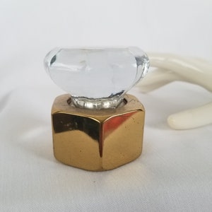 Brass Paperweight, Glass Knob & Brass Nut Novelty Paperweight, Contractor Builder's Gifts, Hardware Paperweights, White Elephant Gift