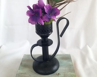 Wrought Iron Finger Candle Holder Black Green Brooks Mason