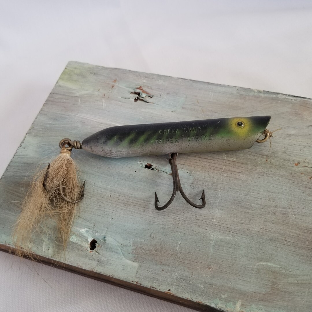 4 Leurres Vintage Creek Chub Striper Et Autres – Bois Et Liège, Topwater Eau Salée