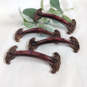 Waterfall Art Deco Brass Drawer Pulls, Bakelite / Celluloid Bridge Pull, Gothic Hardware