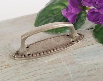 Art Deco Oval Bead Border Handle Pull 2 1/2"