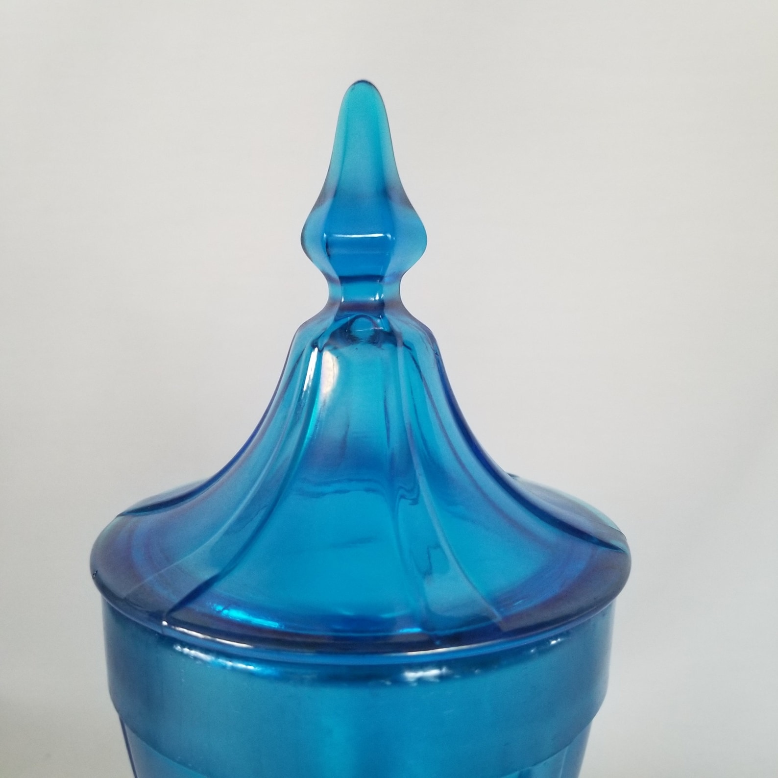 Aqua Blue Apothecary Glass Jar & Lid Reverse Painted Vanity Etsy