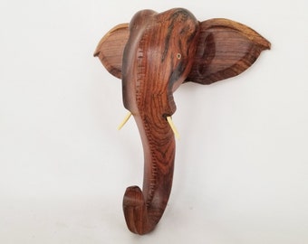 Wooden Elephant Hook, HaNd CarVed Solid Wood, Safari African Props, Decorative Wall Hooks, Animal Hooks, Zoo Hooks, Animal Nursery Decor