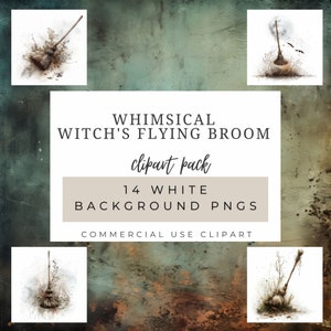 Enchanting Witch's Broom  bundle set - a watercolor bundle - clipart design - Instant Download Sublimation Design for Crafts