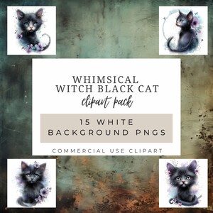 Witch Black Cat bundle set - a watercolor bundle - clipart design - Instant Download Sublimation Design for Crafts