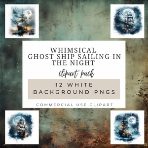 Ghost Ship bundle set - a watercolor bundle - clipart design - Instant Download Sublimation Design for Crafts