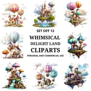 Whimsical Delight Lands bundle set - a watercolor bundle - clipart design - Instant Download Sublimation Design for Crafts