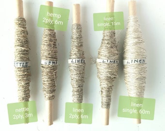 Handspun Nettle Hemp Linen Yarn Set: Viking Sewing Threads