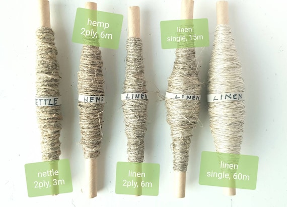 Handspun Nettle Hemp Linen Yarn Set: Viking Sewing Threads