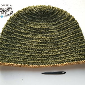 Naalbinding hat 54-59cm 100% wool, olive-green colour