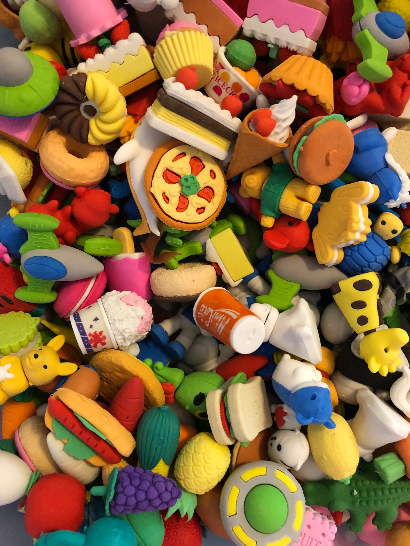 Mini Erasers set of 10 animals food crayons vehicles Etsy