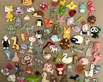 Animal Trinkets for I Spy Bags and Bottles, sensory bins, teaching, education, games, tiny toys- No Duplicates Qty 25, 50 or 75