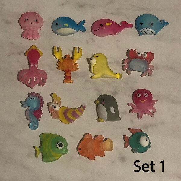 CLOSEOUT - Ocean Animals- Trinkets for I Spy Bags/Bottles, sensory bins, teaching, education, games, tiny toys- No Duplicates