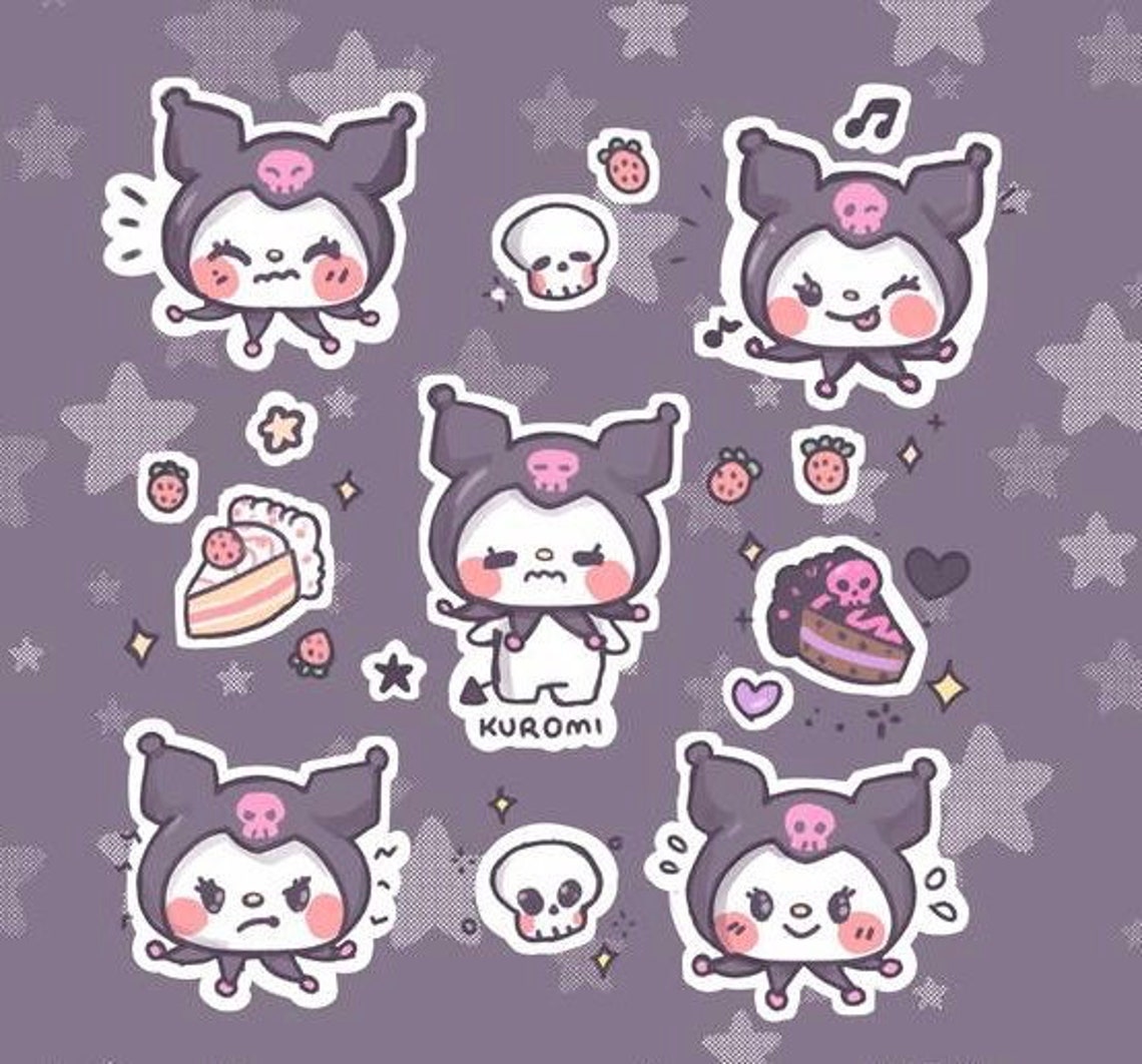 Kuromi Expression Sticker Sheet Etsy