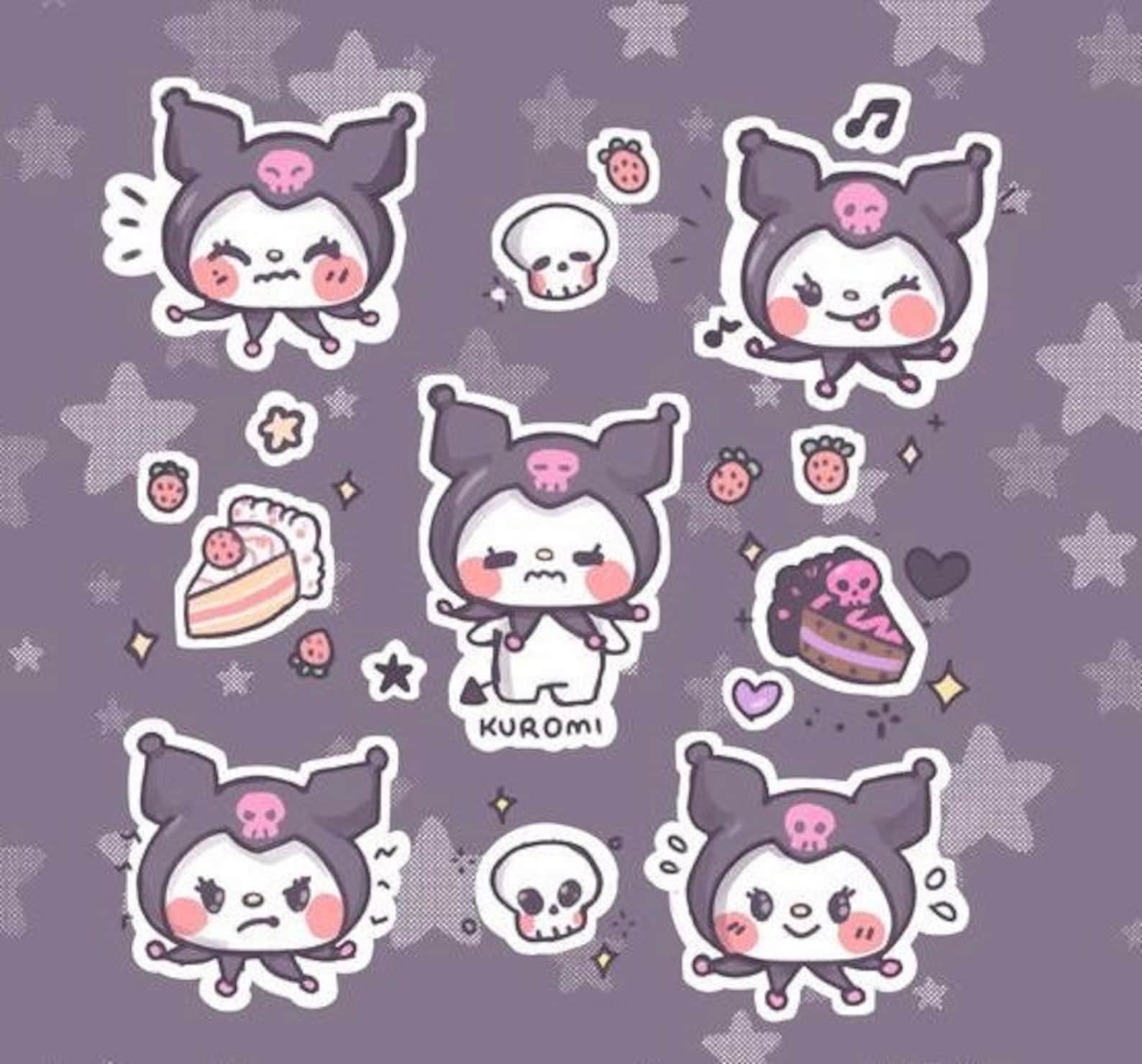 Kuromi Expression Sticker Sheet Etsy