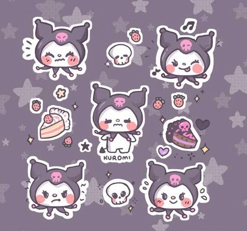 Kuromi Expression Sticker Sheet Etsy