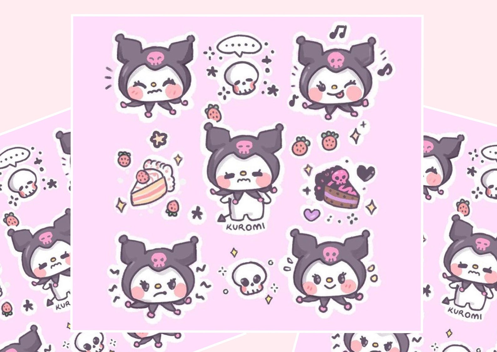 Kuromi Expression Sticker Sheet Etsy