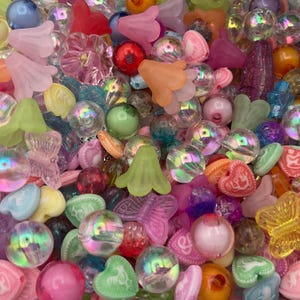 MYSTICAL DELIGHT soup mix (CAB5)confetti, kawaii cute charm beads,heart animal craft ,pretty, acrylic, plastic,flower,selection pack LIMITED