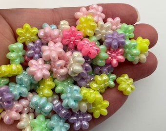 Acrylic pastel  flower beads /30pcs/ 40pcs,100 pcs mixed  colours,(BET1)bracelet making beads, 10x11x5.5mm, embellishments plastic