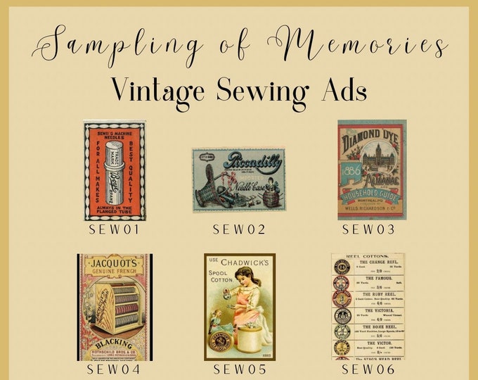 Vintage Sewing Ads - Thread Keep - Scissor Fob - Needleminder - Zipper Pull - Necklace