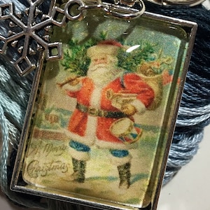 Santa #10 Twelve Days of Santa Series -  Thread Keep - Scissor Fob - Needleminder - Zipper Pull - Necklace