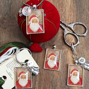 Weihnachtsmann-Porträt - Fadenhalter - Scherenhalter - Nadelhalter - Halskettenhalter