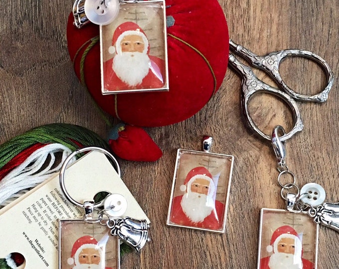 Santa Portrait -  Thread Keep - Scissor Keep - Needle Keep - Necklace Keep
