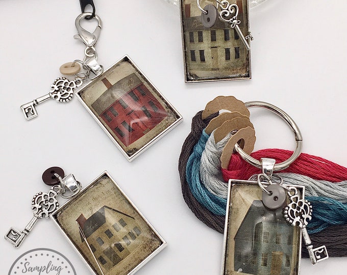 Salt Box Houses - Thread Keep - Scissor Fob - Needleminder - Zipper Pull - Necklace