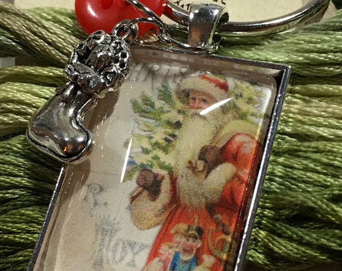 Santa #5 Twelve Days of Santa Series -  Thread Keep - Scissor Keep - Needle Keep - Necklace Keep - Zipper Keep