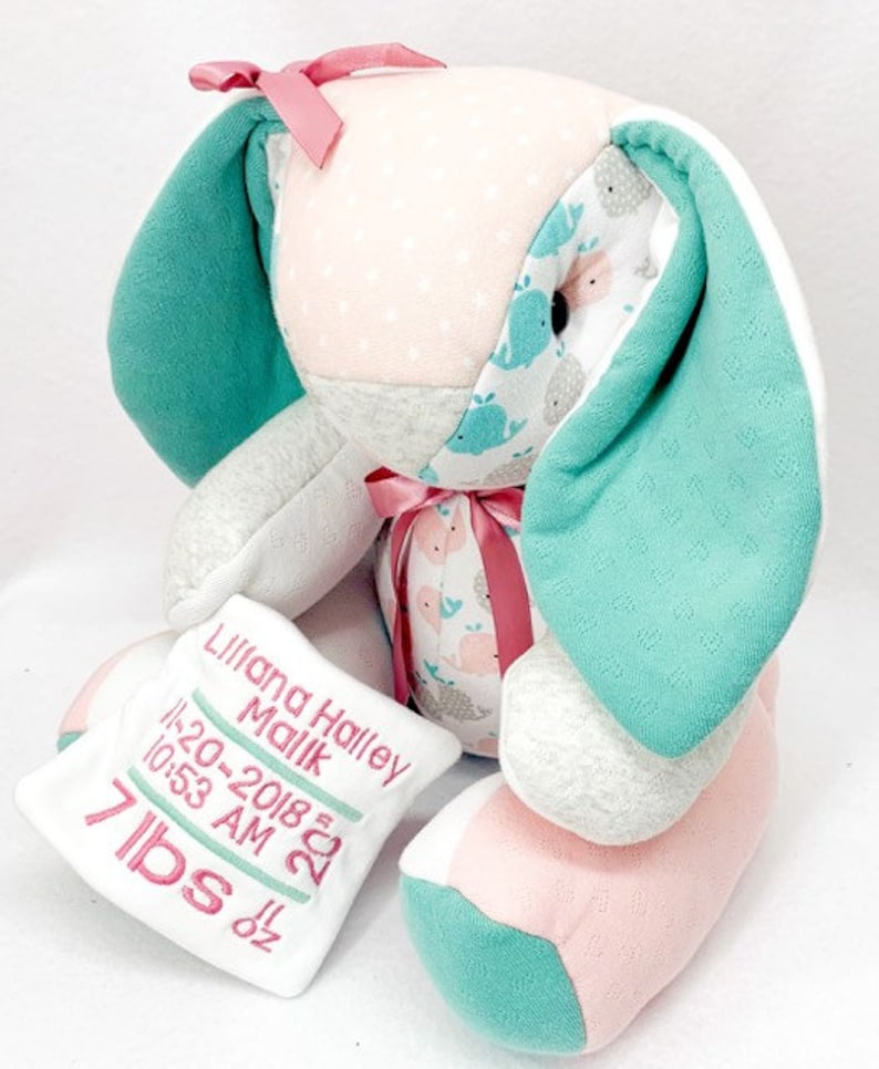 Memory Bunny, keepsake bunny, actual birth height weight bunny image 6