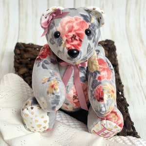 Memory Bear, Keepsake bear, Actual height and weight bear ONE letter on foot