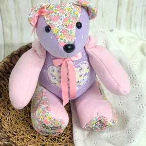 Memory Bear, Keepsake bear, Actual height and weight bear Name & stats on feet