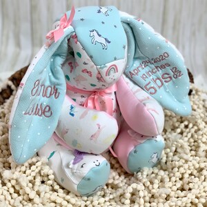 Memory Bunny, keepsake bunny, actual birth height weight bunny image 10