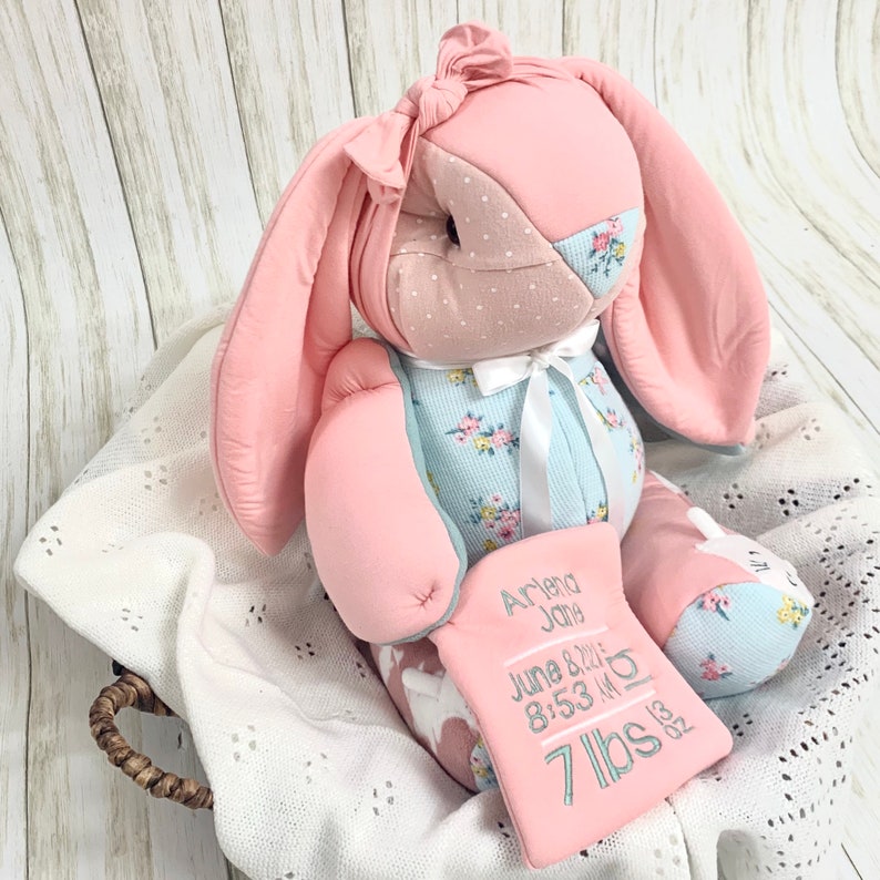 Memory Bunny, keepsake bunny, actual birth height weight bunny image 2