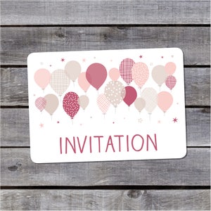 Carton d'invitation *anniversaire* {Ballons roses}
