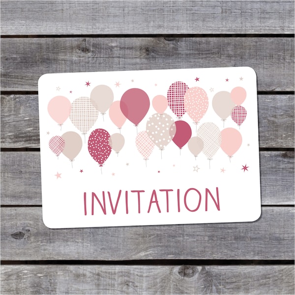 Carton d'invitation *anniversaire* {Ballons roses}