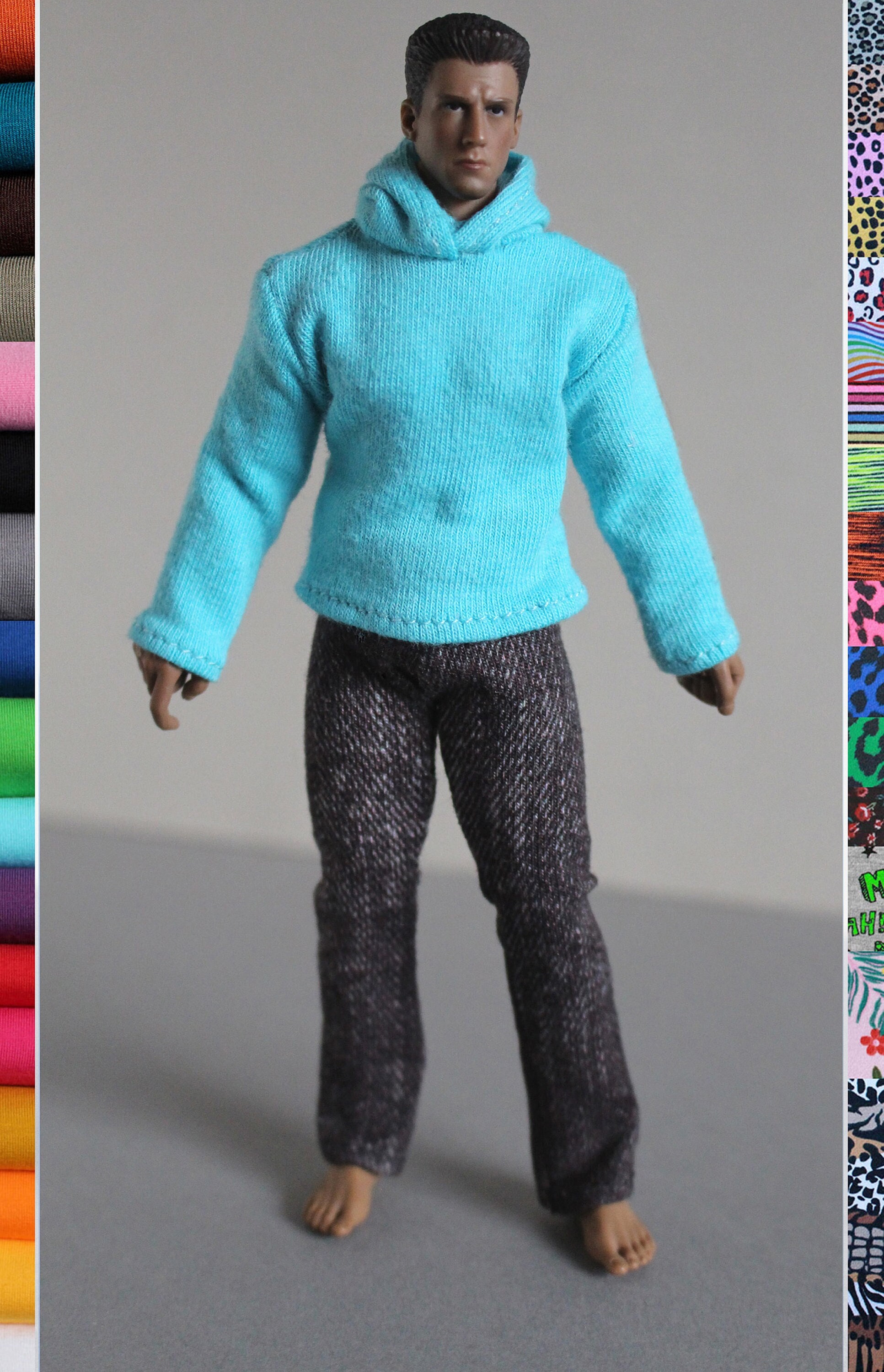1:12 Scale Miniature Hoodie in 10 Colors for 1/12 Phicen Male Dolls 