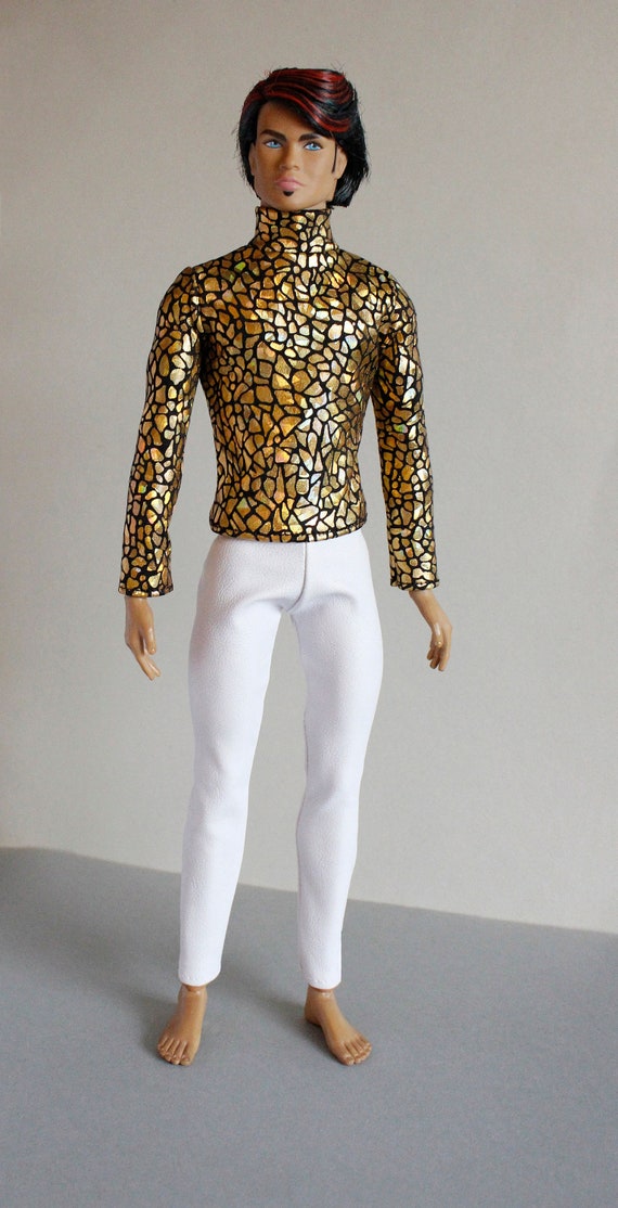 Metallic Rollkragen shirt für männliche Modepuppen Fashion Royalty Adonis