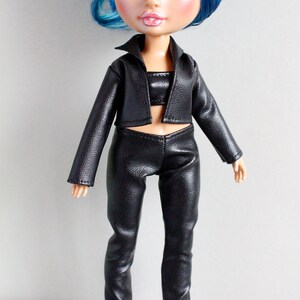 Faux leather jacket and pants for fashion dolls