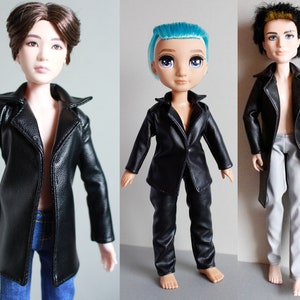 Faux leather jacket coat for male dolls