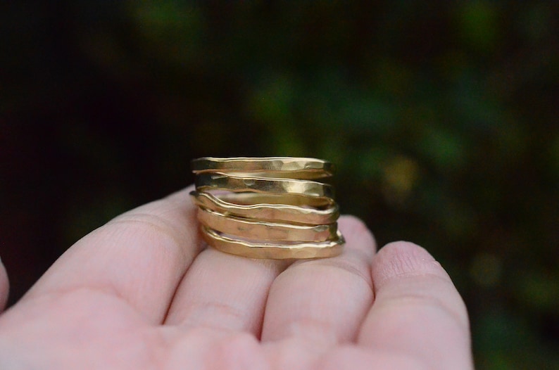 wide band ring brass wrap ring statement ring Hammered gold ring