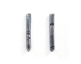 Bar earrings, silver minimalist studs, contemporary jewellery