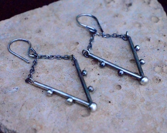 Boucles d'oreilles triangle en argent, boucles d'oreilles pendantes