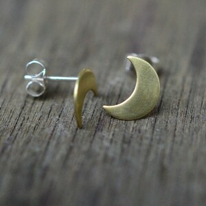 Half moon earrings, crescent studs, celestial earrings