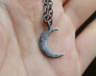 Crescent moon necklace, silver moon pendant