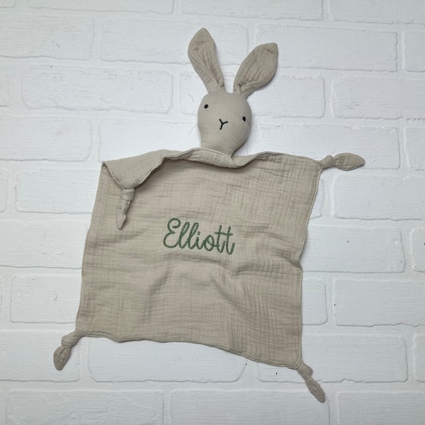 Embroidered Baby Bunny Lovey - Security Blanket - Baby Gift With Name - Personalized Baby Gift