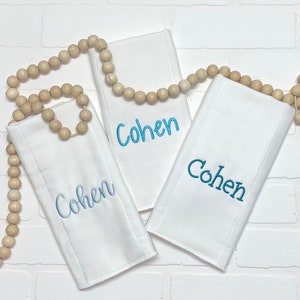 Custom Set of 3  Embroidered Monogram Burp Cloth Set - Baby - Personalized Baby Gift - Burp Cloth - Baby Girl Gift