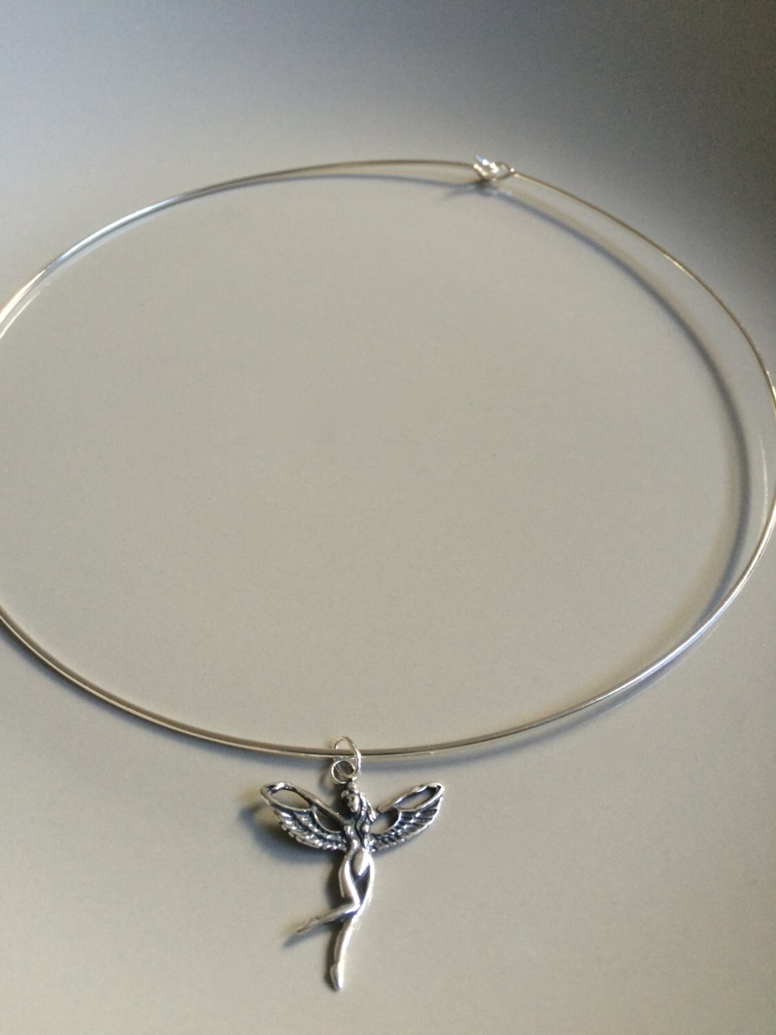 Fairy Charm Sterling silver Wire Choker Necklace 925 Sterling Etsy