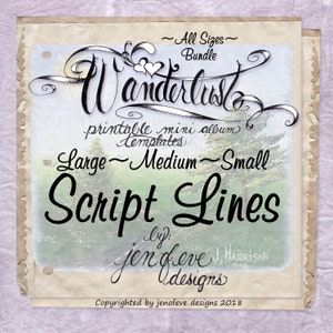 Wanderlust~Script Lines & Plain~ALL SIZES Bundle~Printable Mini album Templates