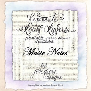 Restos ~ Plantilla de mini álbum imprimible Lovely Layers en NOTAS MUSICALES Y SIMPLES